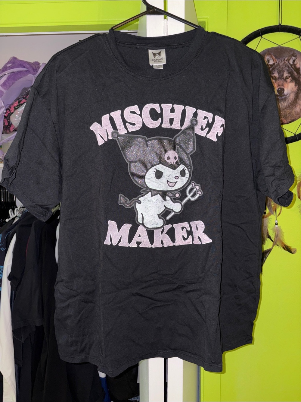 Sanrio Kuromi Bling Black Glitter Graphic Tee Hello Kitty friends XL